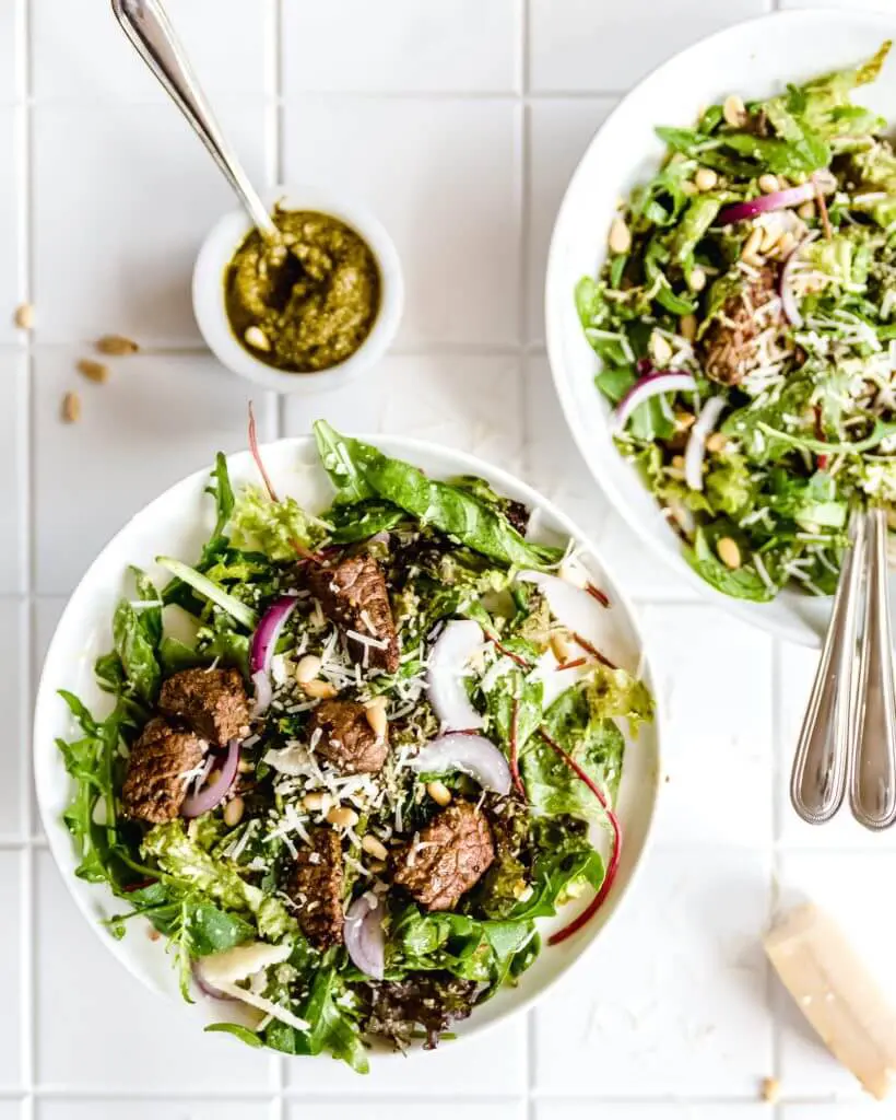 salade met biefstukreepjes