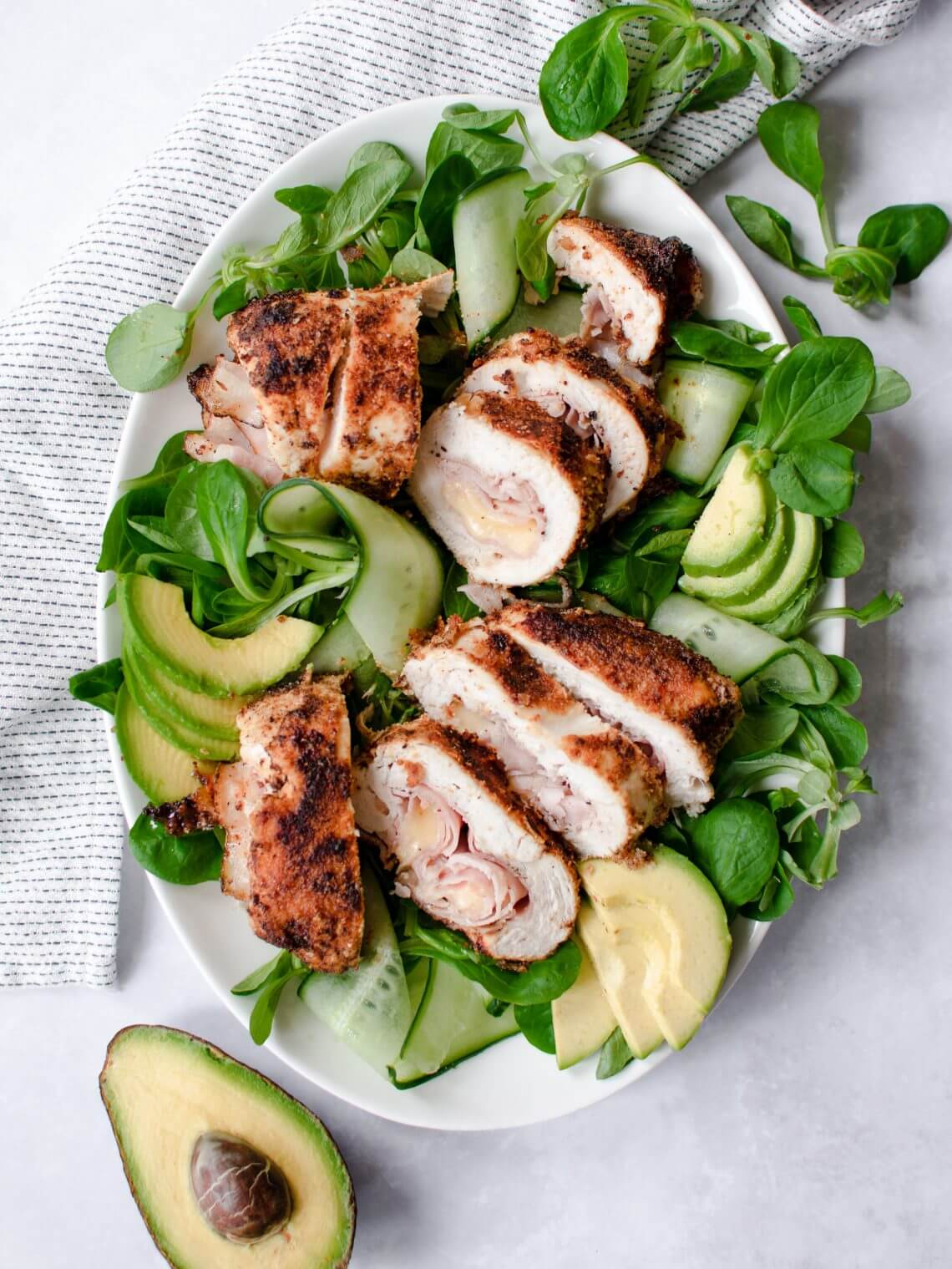 salade met een cordon bleu