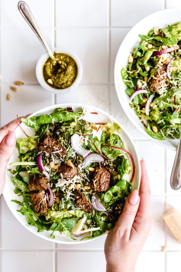 salade met biefstukreepjes