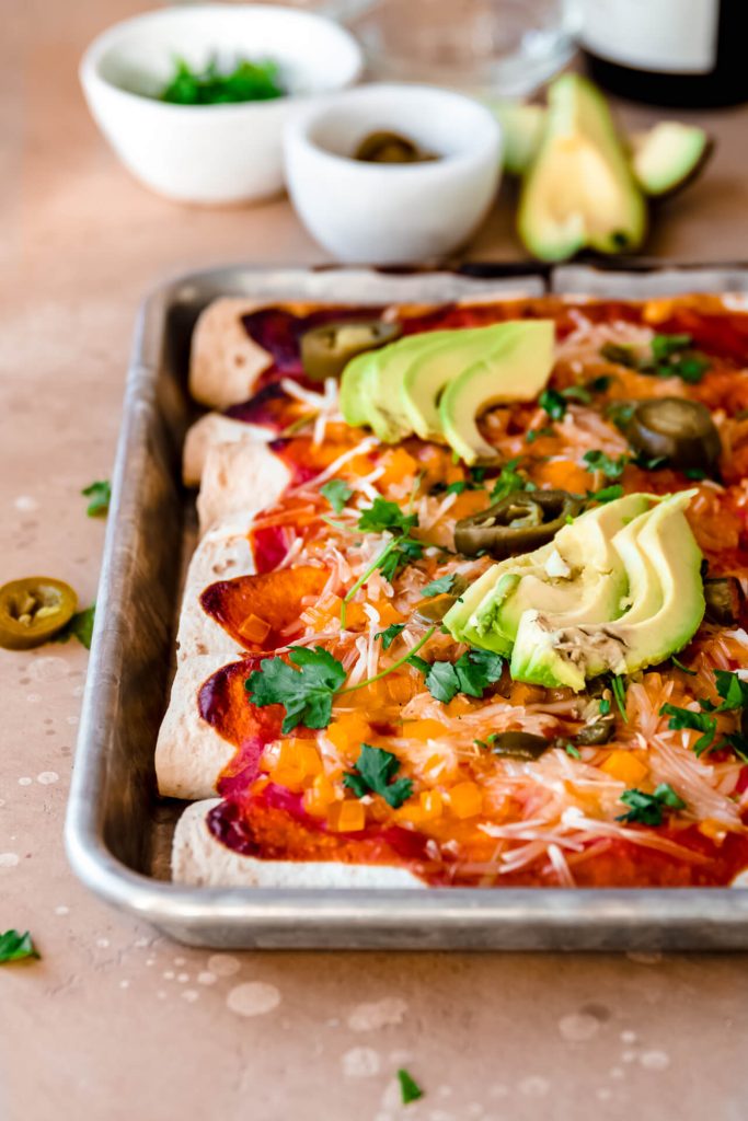 Vegan enchilada met jackfruit