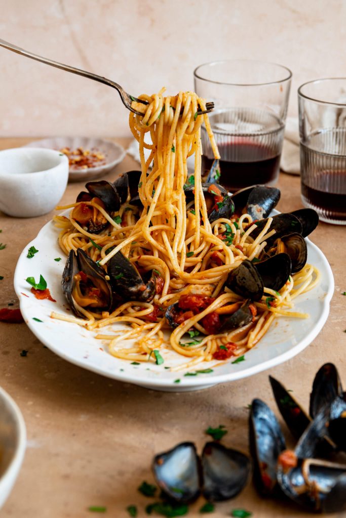 spaghetti mosselen
