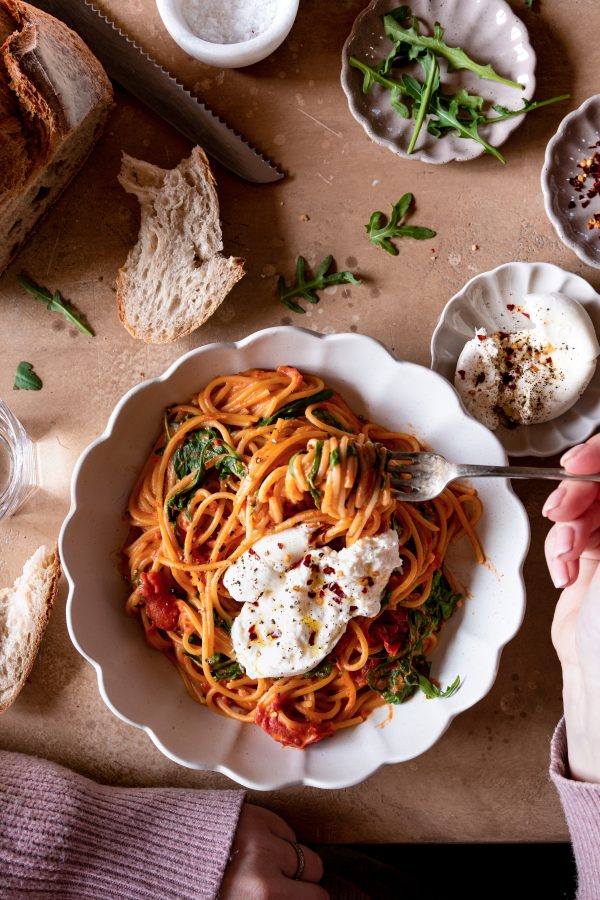 romige spaghetti met mascarpone