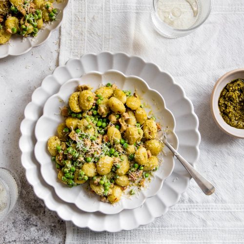 Gnocchi met pesto, spekreepjes en doperwten Food From ClaudNine