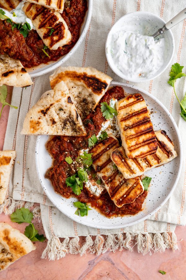 Zaalouk met halloumi