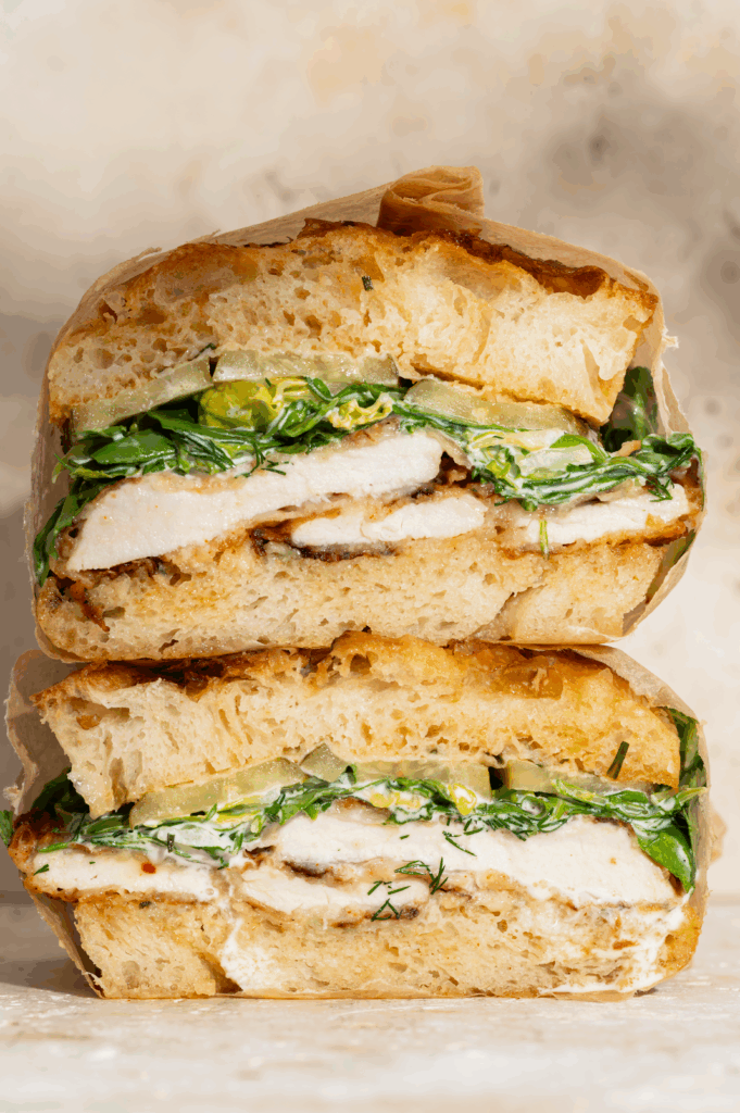 Kip focaccia sandwich