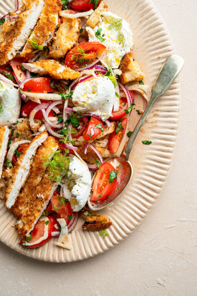 Panzanella salade met kip