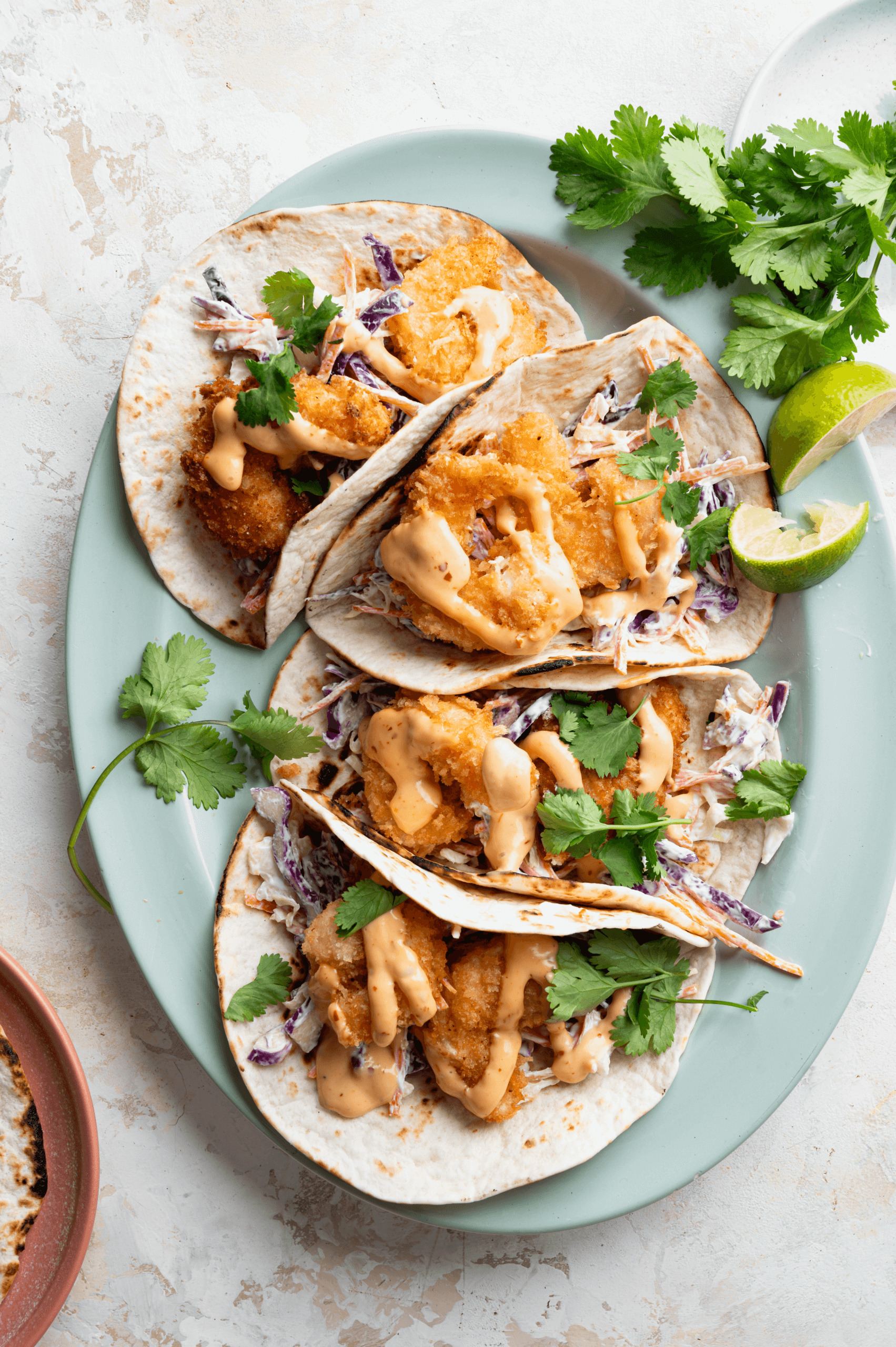 krokante garnalen taco's