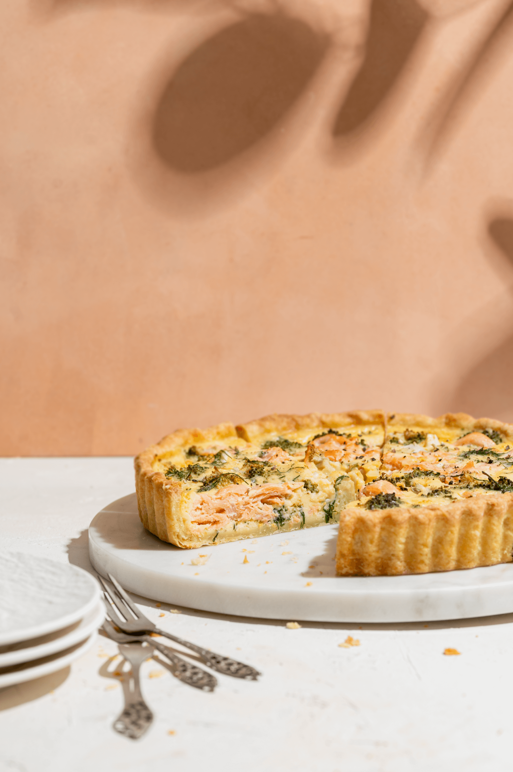 Zalm en broccoli quiche