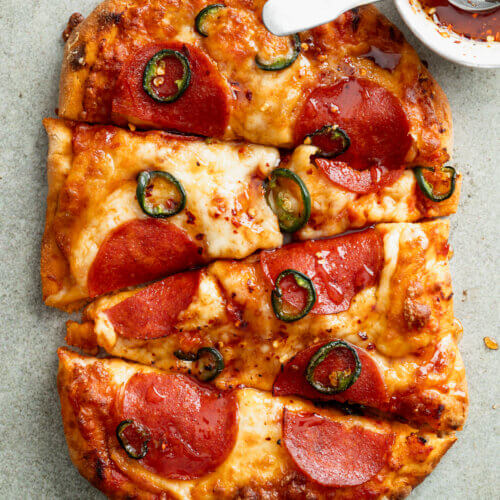 Pepperoni hot honey pizza pinsa